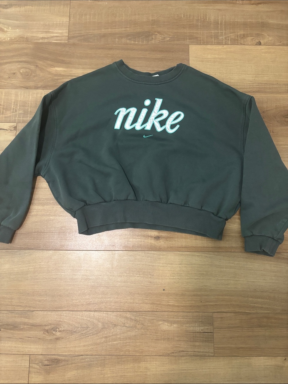 Nike Dark Green Crewneck Sweatshirt with White Script Logo